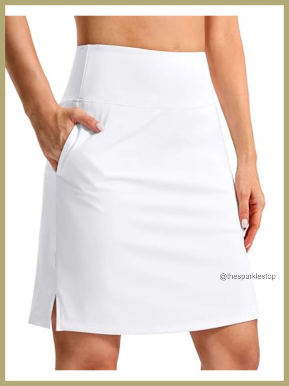 High Waisted Skort with Pockets, Knee Length Athletic Tennis Golf Skirt